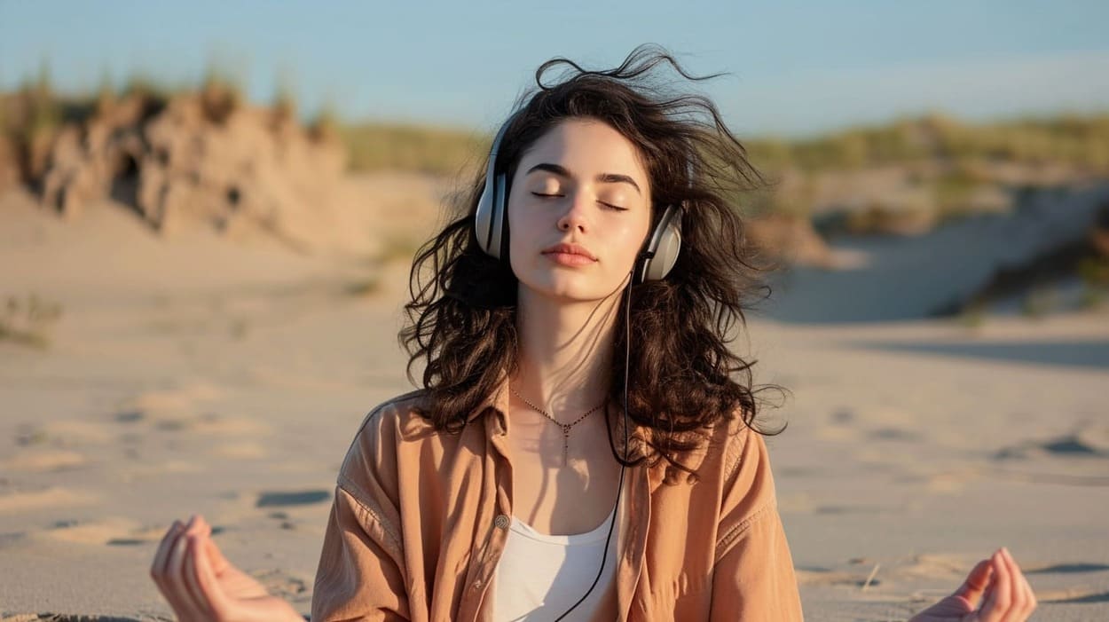bierglas a woman meditating while listening music ar 169 v 78abea65 7c26 498b 882f 6467e68bf2c2 How to manifest to get pregnant