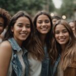 Group of happy young friends smiling outdoors